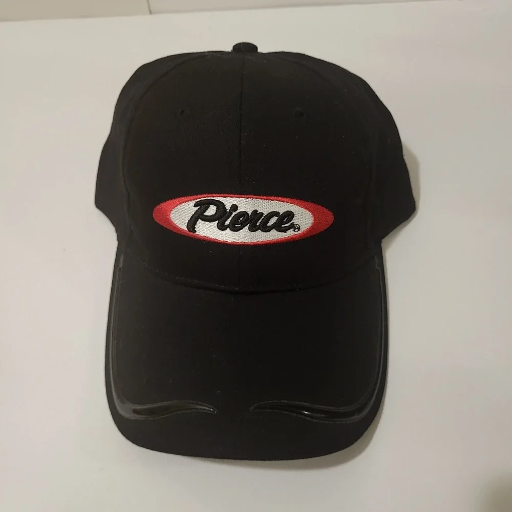 Pierce Black Trucker Cap With Red/White Logo Men's One‎ Size Fit Most